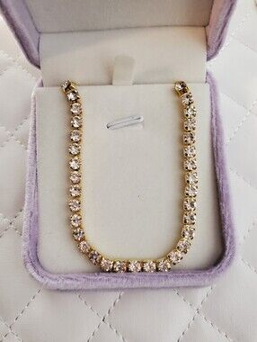 Gold Tone White Crystal Bracelet/Anklet